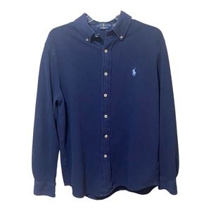 Ralph Lauren Featherweight Mesh Men’s Blue L/S Button Up Shirt Sz L